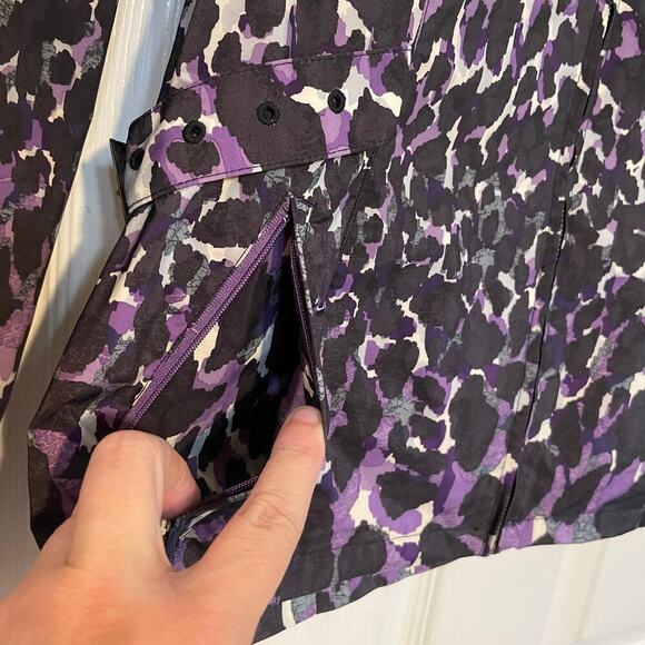 Chico’s Zenergy Women’s Medium Rain Jacket Purple Black Zip Up Lightweight - Picture 7 of 15